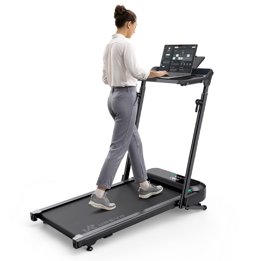 Woman using the UREVO FoldiMix 5L Smart Treadmill