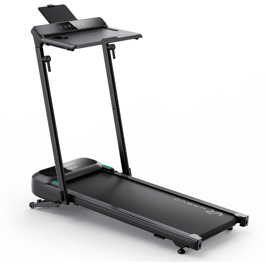 FoldiMix 5L Smart Treadmill: sleek, modern design with integrated desk and digital display